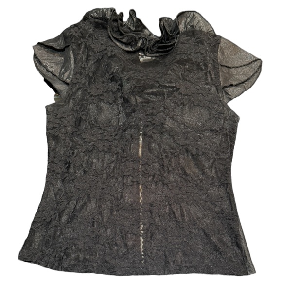 Y2K body central woman’s black zip up blouse size medium | PB2 - Picture 2 of 5